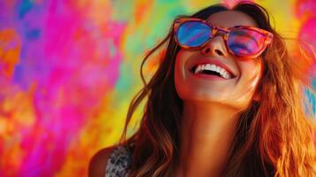 Young Woman Enjoying Herself at a Summer Music Festival for Lifestyle and Event Promotion photo