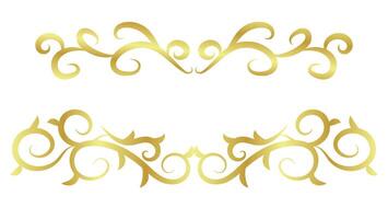 gold text dividers isolated on white background. frame and page design decoration element set vector