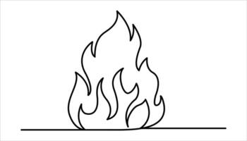 Minimalist fire continuous one line art drawing illustration vector