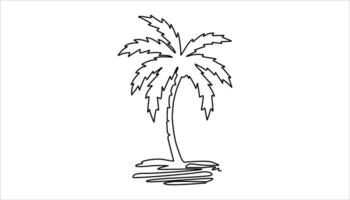 Minimal palm tree single line drawing illustration vector