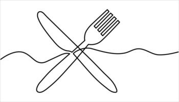Silverware continuous one line drawing illustration vector