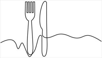 Minimalist silverware continuous one line drawing illustration vector