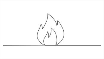 Minimalist fire single thin line Drawing illustration vector