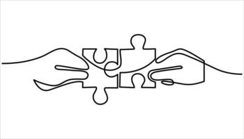 Teamwork continuous single one line drawing illustration vector