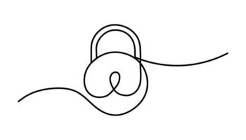 Lock one Continuous Line Drawing of Cyber Security Icon vector