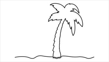 Palm tree continuous one line drawing illustration vector