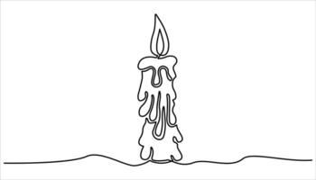 Candle icon continuous one line drawing illustration vector