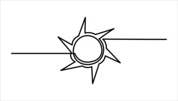 Sun continuous one line drawing. hand drawn outline of the sun vector