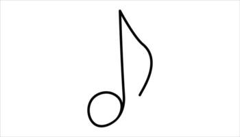 Music note one line art drawing. Note icon vector