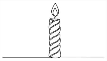 Beautiful candles continuous one line drawing vector