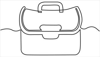 Minimalist Continuous one line briefcase office bag for working vector