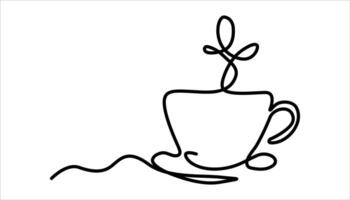 Coffee cup continuous one line art drawing illustration vector