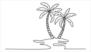 Plam tree single line drawing illustration vector