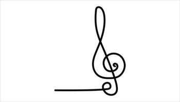 Music notes continuous one line art drawing illustration vector