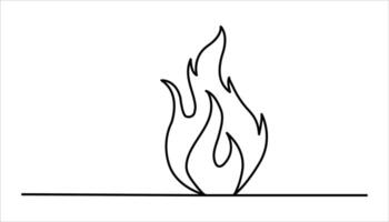 Fire continuous one line drawing illustration vector