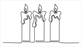 Candle icon continuous one line art drawing illustration vector