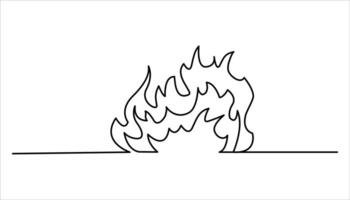 Fire single thin line Drawing illustration vector