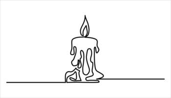 One line drawing of Burning fire candle vector
