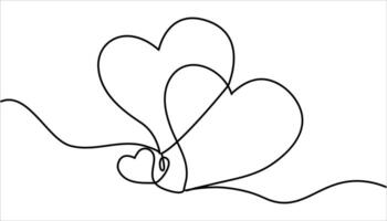 Heart shape continuous one line drawing illustration. Hand drawn doodle heart vector