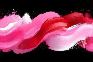 Vibrant Abstract Brush Strokes in Red and Pink on Black Background photo