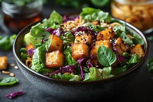 Fresh Asian-Inspired Tofu Salad with Sesame Dressing and Vegetables for Healthy Living and Culinary Inspiration photo
