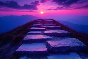 Majestic Mountain Path at Sunset Scenic Landscape for Posters and Prints photo