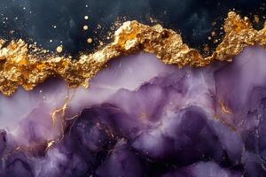 Abstract Art with Gold and Purple Marble Texture for Creative Interior Design and Decor photo
