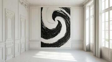 Transform your space with this modular wall art featuring abstract patterns in black and white, perfect for stylish interior photo