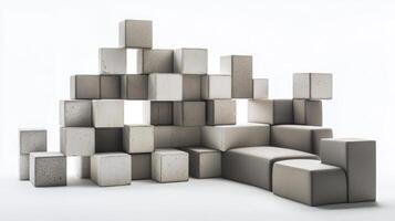 Modular cube system in neutral tones with subtle shadows on white backdrop photo