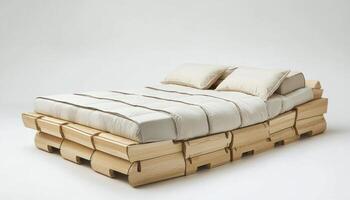 Modern modular bed frame with adjustable height for adaptable bedroom design. photo