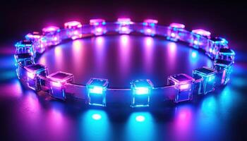 Innovative modular components glowing in vibrant colors, showcasing futuristic technology photo