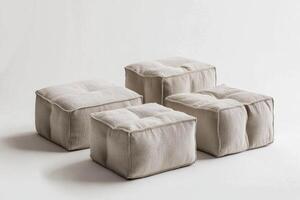 Soft modular cube seating system in neutral palette, perfect for modern spaces photo