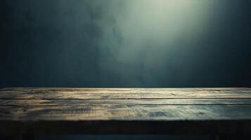 Empty wooden table desaturated tones muted light minimal composition with natural texture appearance photo