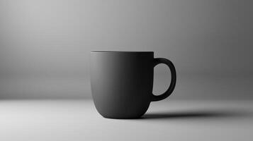 Empty ceramic mug matte finish desaturated neutral tones minimalist on smooth surface showing simplicity photo