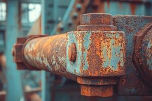 Desaturated rusty metal calm closeup industrial texture, this detailed view showing aged structure photo