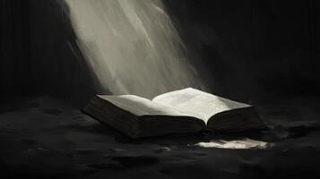 Open book desaturated tones muted light minimal theme with calm mood reading photo