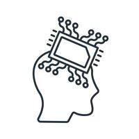 Artificial intelligence flat icons symbol line elements for infographic web vector