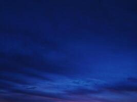 Stunning twilight sky, deep blue hues with subtle cloud formations. Perfect for backgrounds, website headers, or moodsetting visuals in design projects. Evokes serenity and mystery. photo