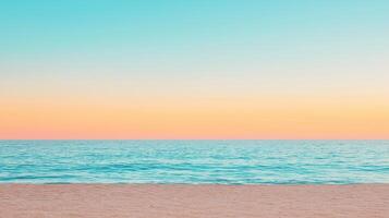 Serene Pastel Sunset Seascape Calm Ocean Waves on Sandy Beach photo