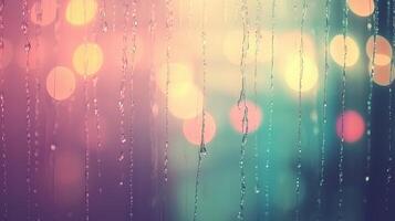 Rain Drops on Window City Lights Bokeh Rainy Night Abstract Background photo