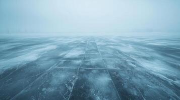 Frozen Lake Landscape Icy Surface Winter Scene Cold Weather Grid Pattern photo