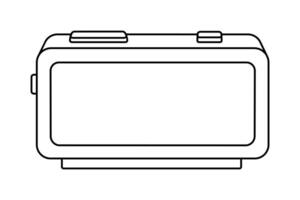 Hand drawn cute outline illustration of alarm clock with blank screen. Flat time electronic device line art doodle. Education or study sticker, icon. Time management. Deadline timer. Isolated. vector