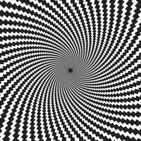Optical checkered spiral illusion background. Swirl illusions vector