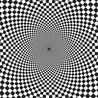Optical checkered spiral illusion background. Magic psychedelic pattern vector