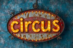 Illuminated circus sign displaying entertainment photo