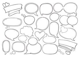 Speech bubbles for comics text. Blank talking bubbles, message box for poster, banner, books, web design. Chatting box in heart shape. vector