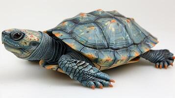 A painted turtle with a patterned shell photo