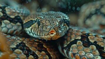 Snake with captivating pattern, in a serene moment photo