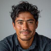 A close-up portrait of a man with a warm smile photo