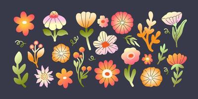 Set of trendy hand drawn colours with gradients vector
